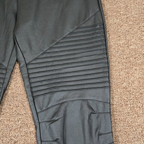 Andree by Unit Faux Leather Moto Pants Sz L Black-Pre-owned - Picture 2 of 5